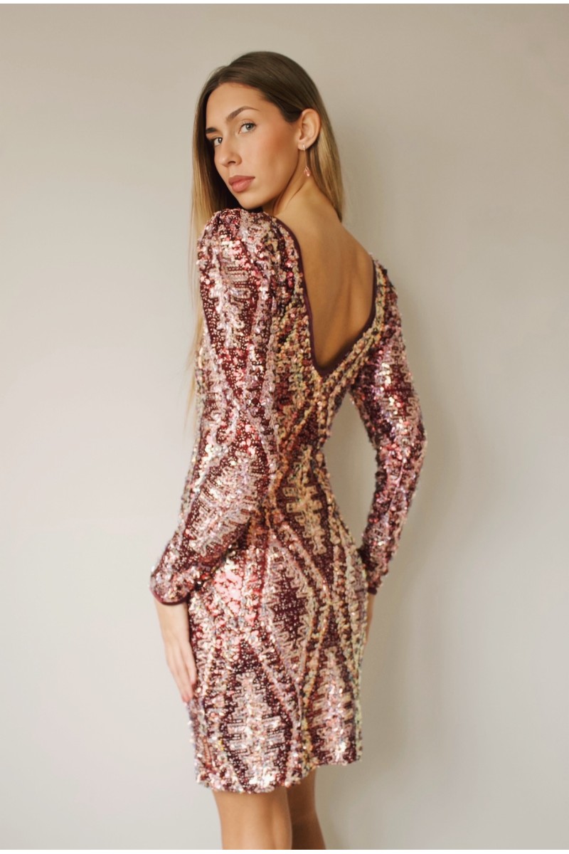 VESTIDO LENTEJUELAS GRANATE