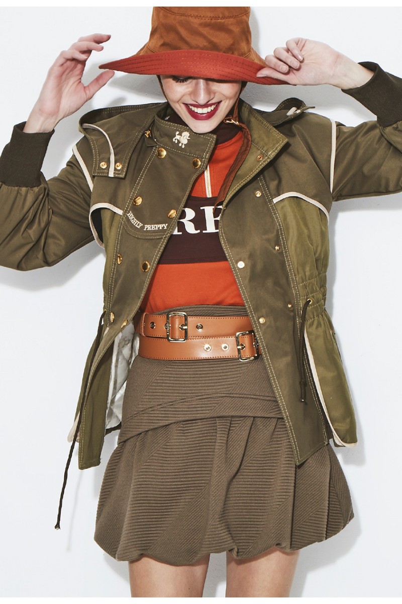 TRENCH COMBINADA CORTA VERDE